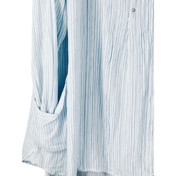 FP One Free People Blue White Striped Knit Pullover Top Women’s XL Boho Casual - Picture 4 of 7